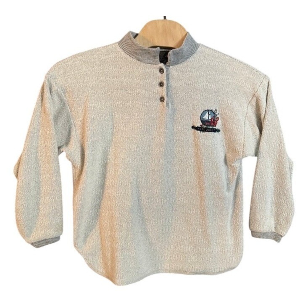 Vintage Cheyenne River Nantucket Sailboat Henley Pullover Sweater Mens Medium